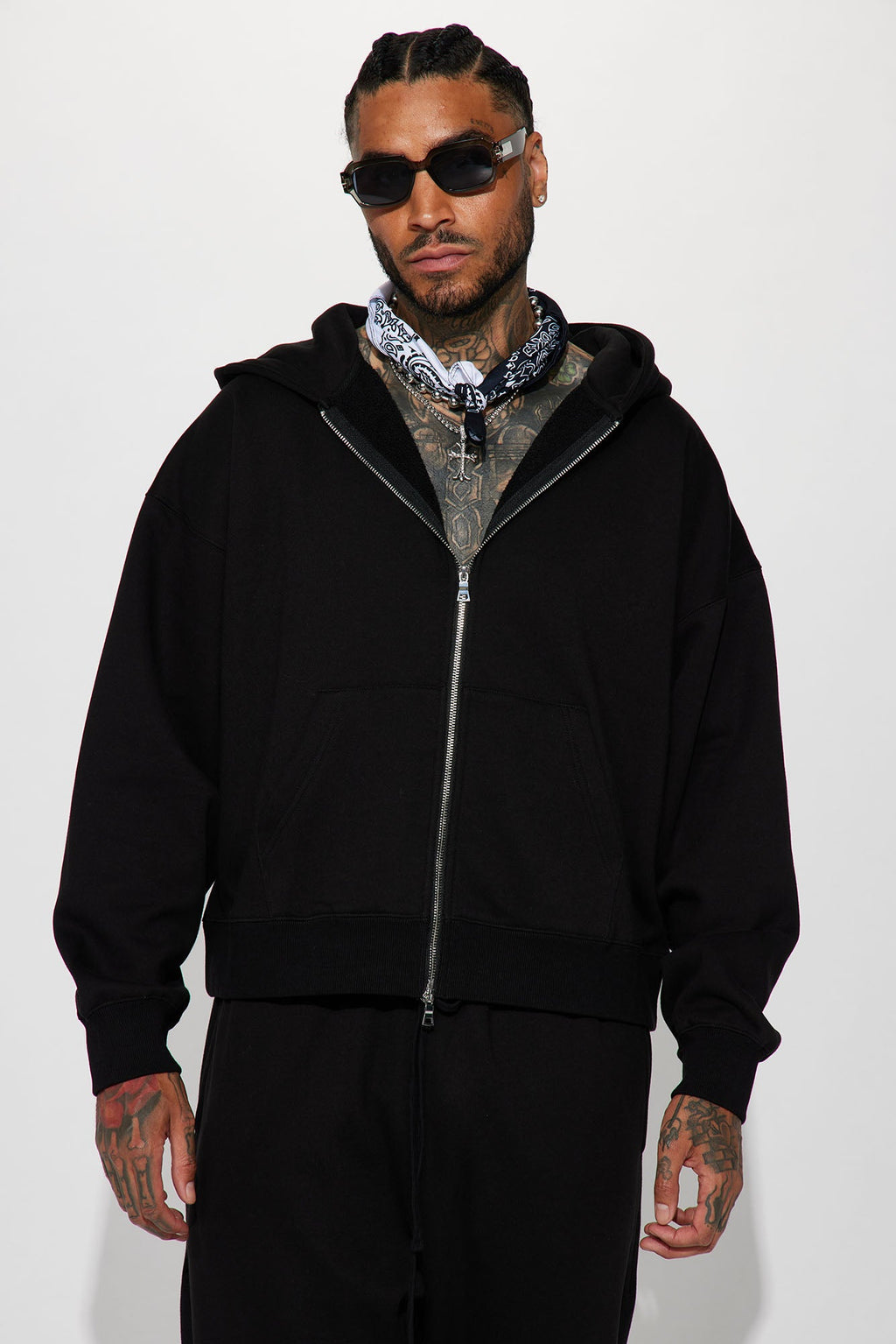 Tyson Oversized Heavyweight Zip Up - Black - image 1