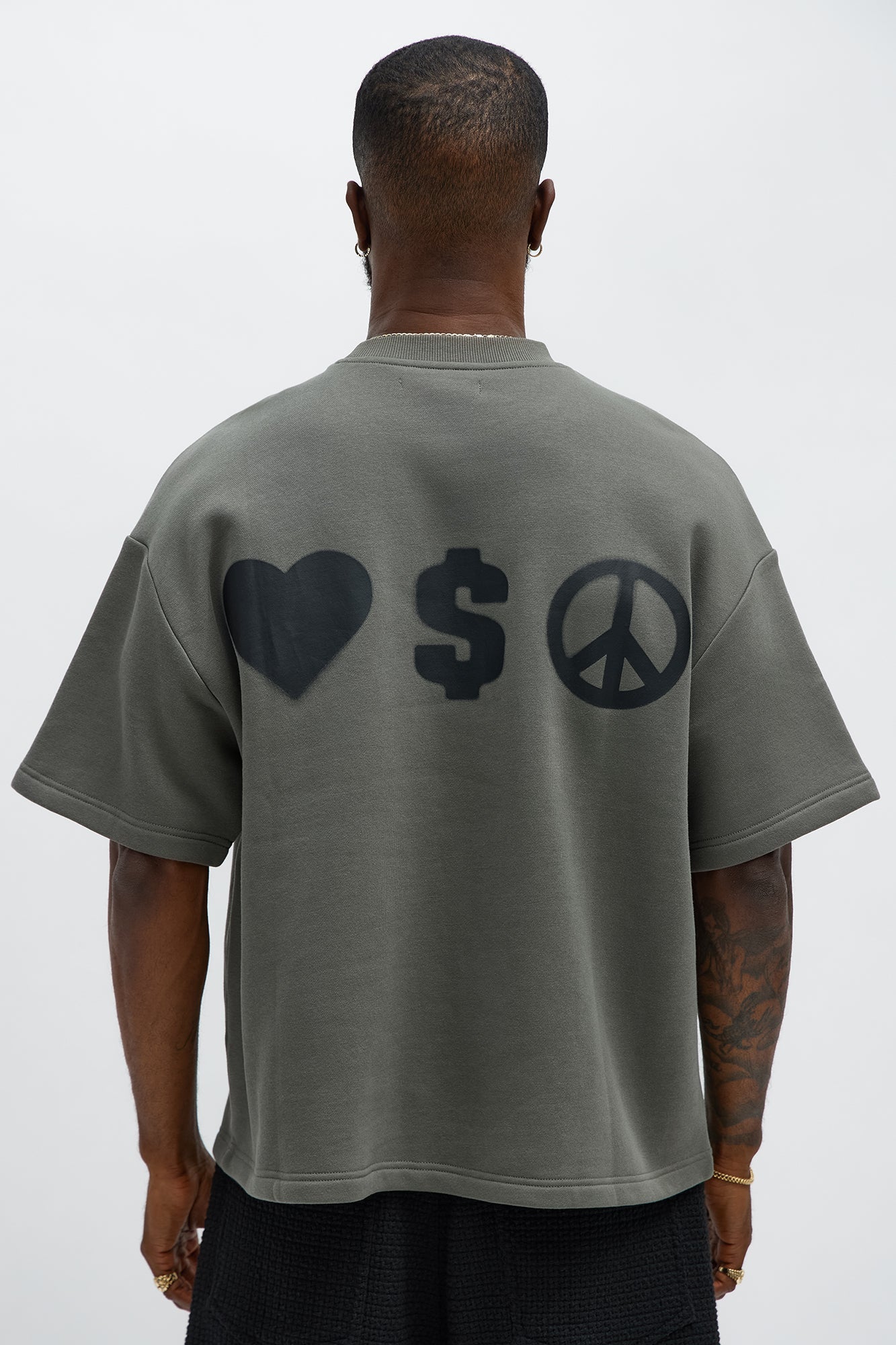 Tyson Oversized Spray Paint Short Sleeve Tee - Dark Grey - image 1