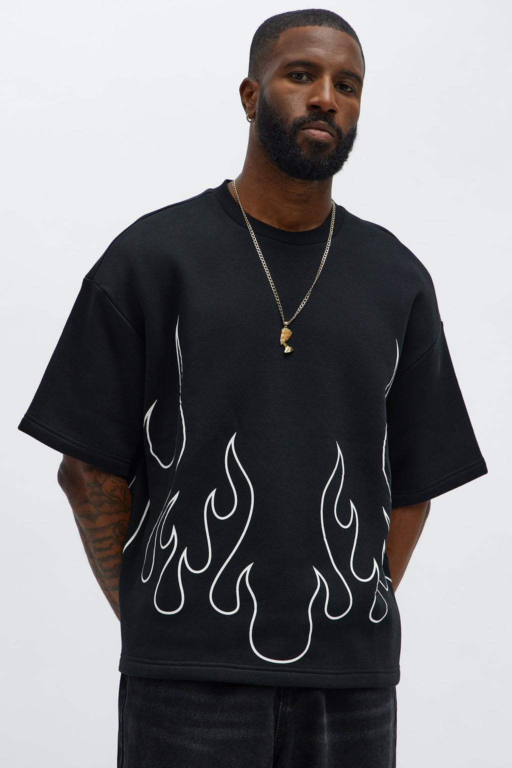 Tyson Oversized Chase Flame Short Sleeve Tee - Black/combo - image 1