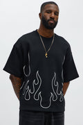 Tyson Oversized Chase Flame Short Sleeve Tee - Black/combo - image 1