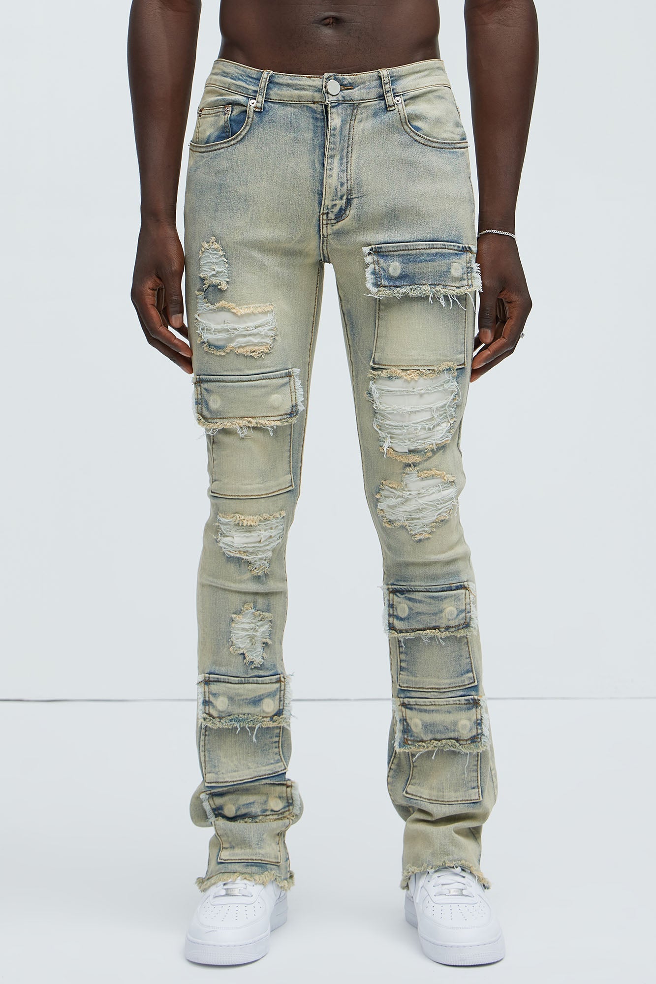 Get Started Cargo Stacked Skinny Flare Jeans - Medium Wash - image 4