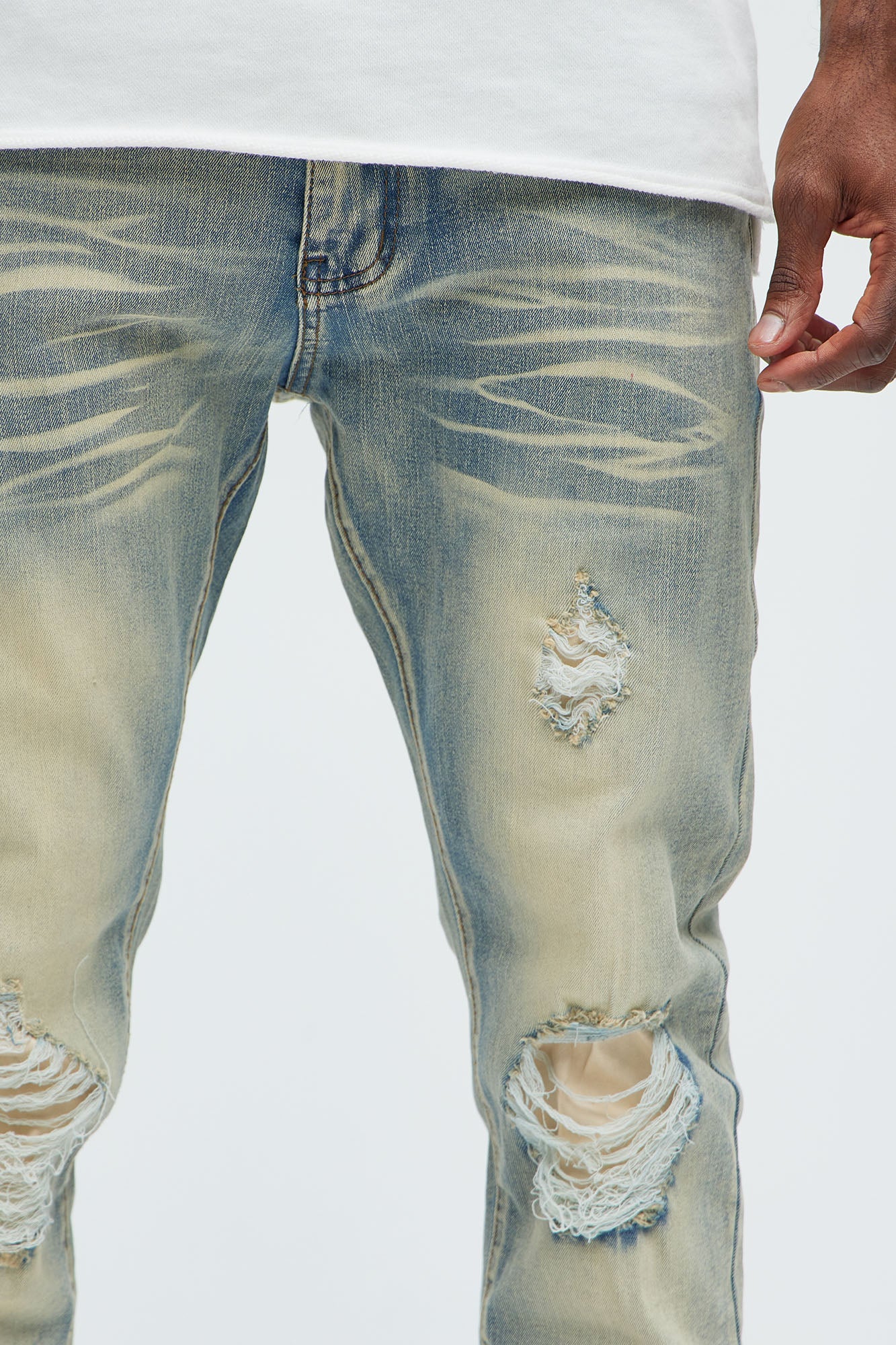 Get With Me Ripped Stacked Skinny Jeans - Vintage Wash - image 3