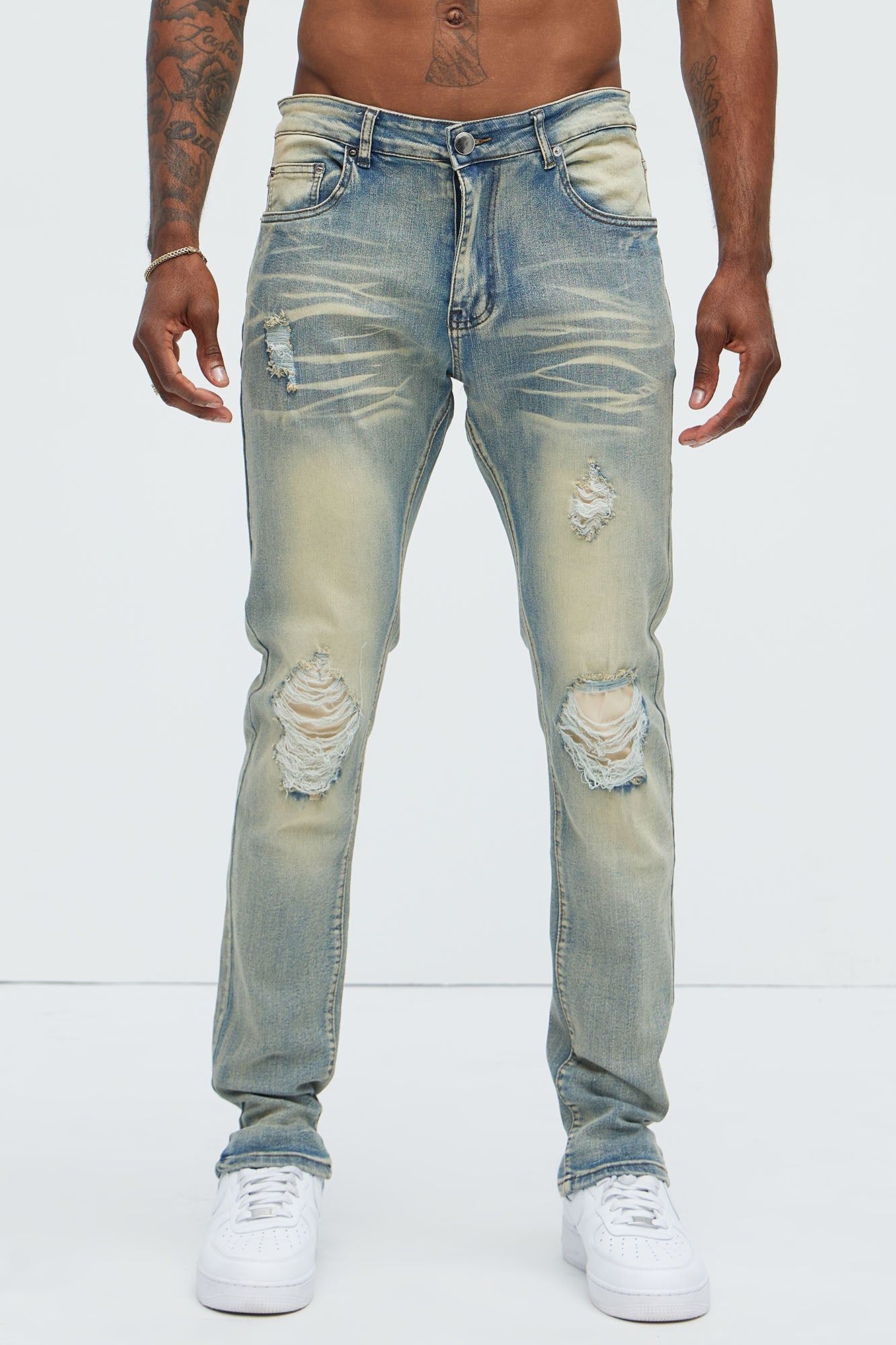 Get With Me Ripped Stacked Skinny Jeans - Vintage Wash - image 4