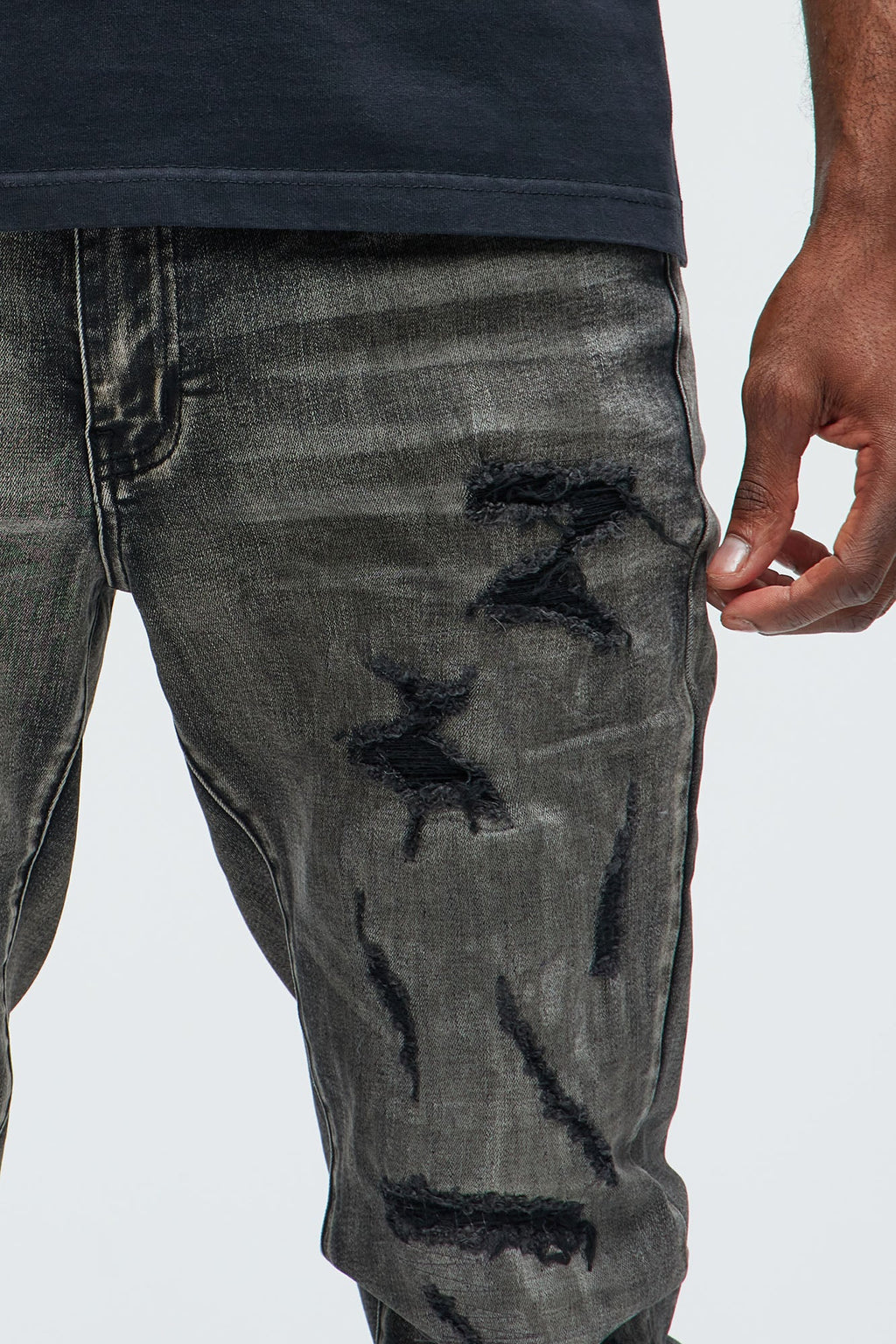 Put You On Spray Painted Stacked Skinny Jeans - Black - image 3