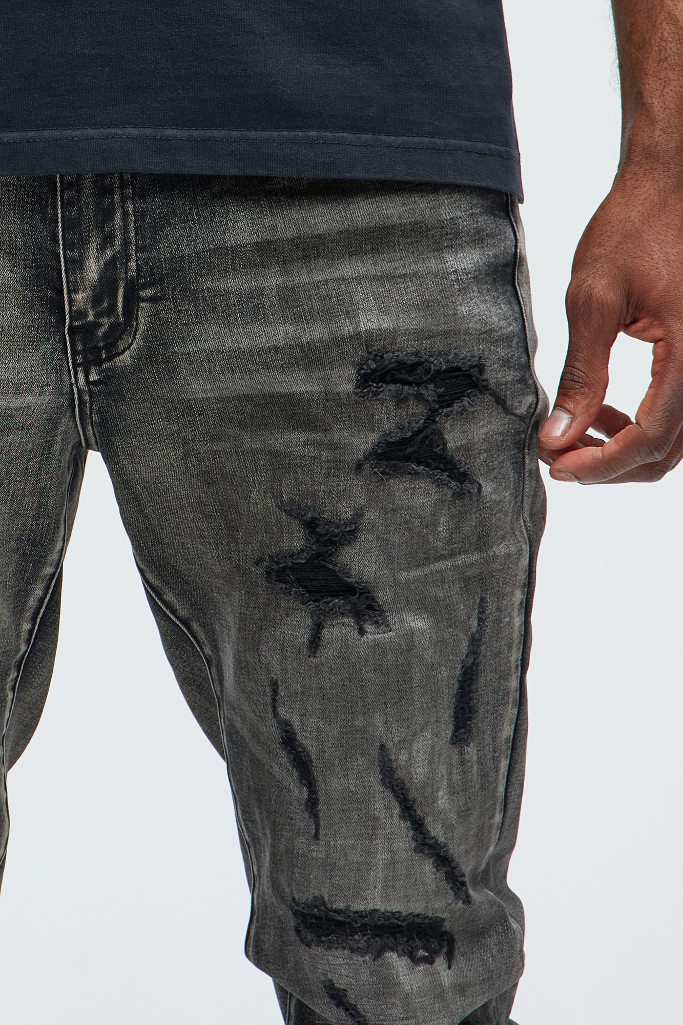 Put You On Spray Painted Stacked Skinny Jeans - Black - image 3