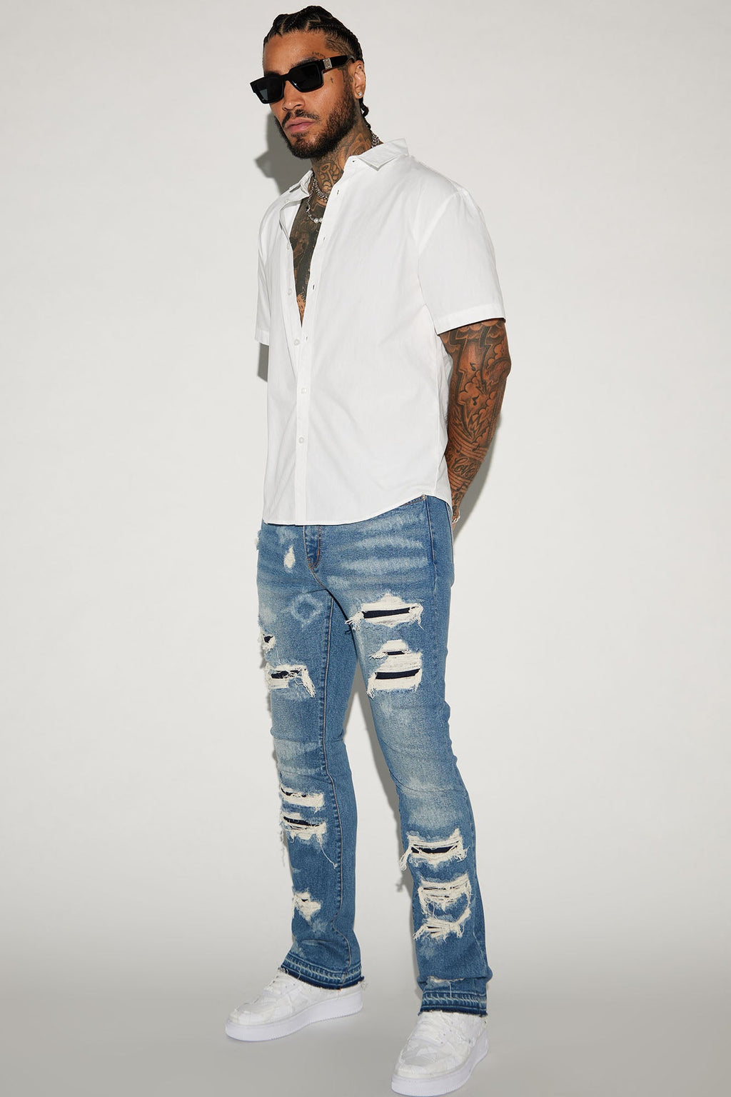 Cuff Me Stacked Skinny Flared Jeans - Medium Wash - image 4