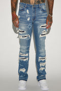 Cuff Me Stacked Skinny Flared Jeans - Medium Wash - image 1