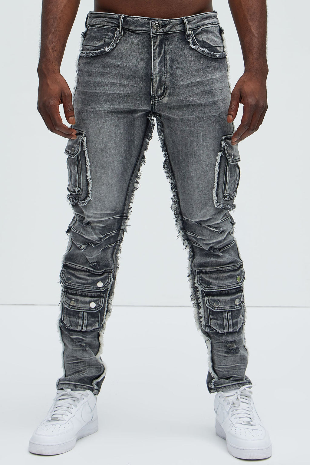 Risky Business Slim Cargo Jeans - Black Wash - image 4