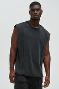 Greaser Paneled Fleece Muscle Tee - Black Wash - image 1