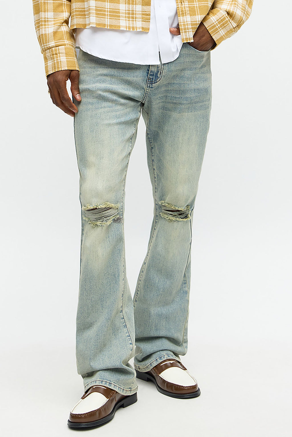 Stacked Skinny Flare Not Too Much Distressed Jean - Medium Wash - image 1