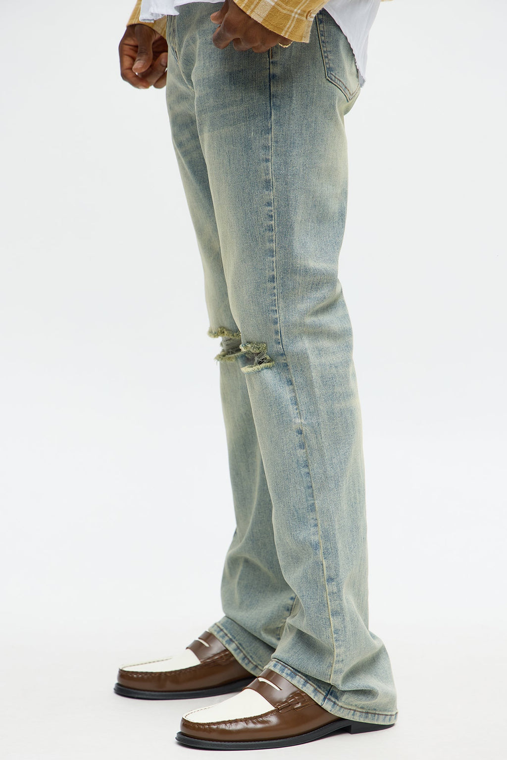 Stacked Skinny Flare Not Too Much Distressed Jean - Medium Wash - image 4