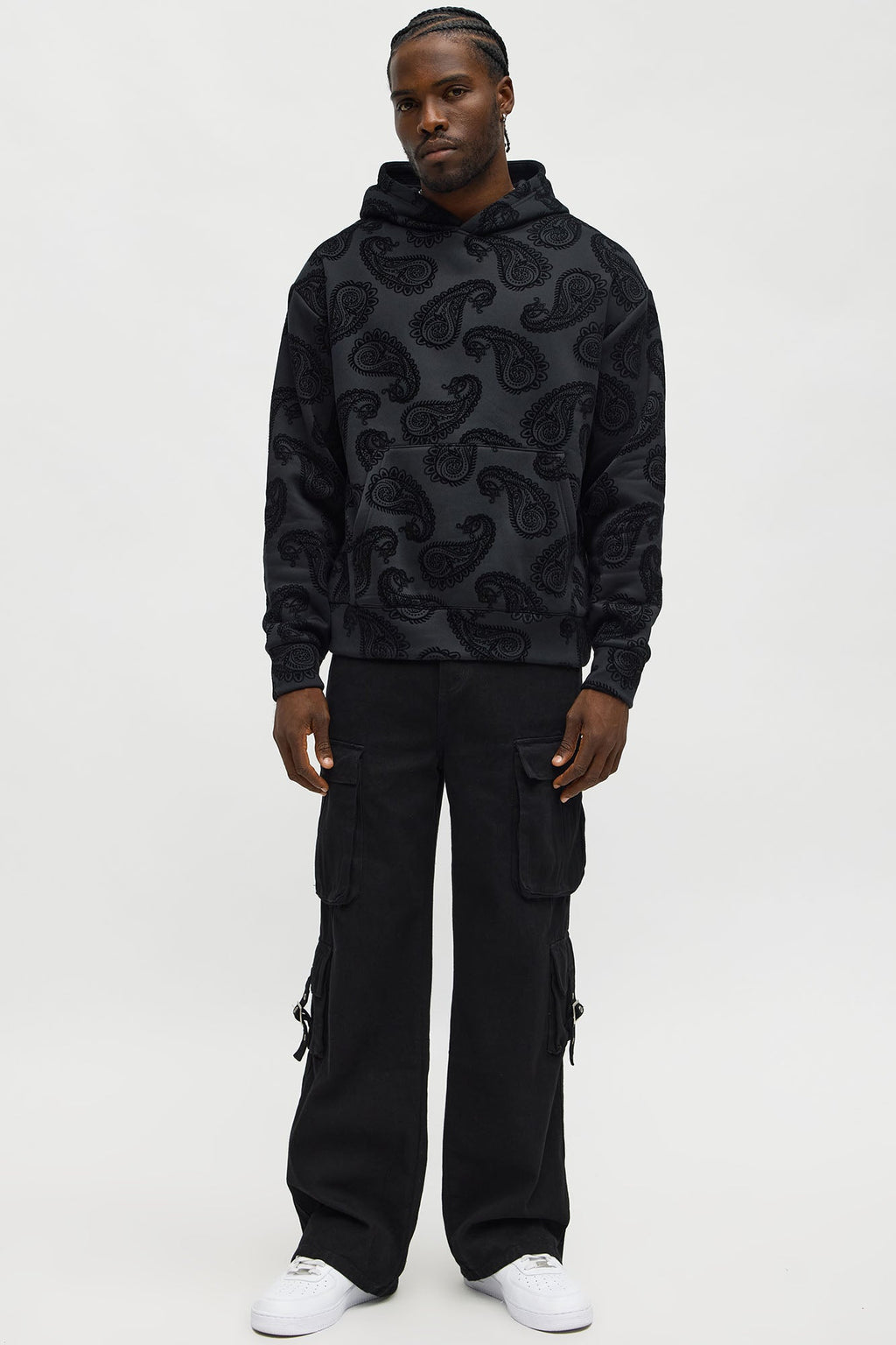 Paisley Flock Hoodie - Black - image 2