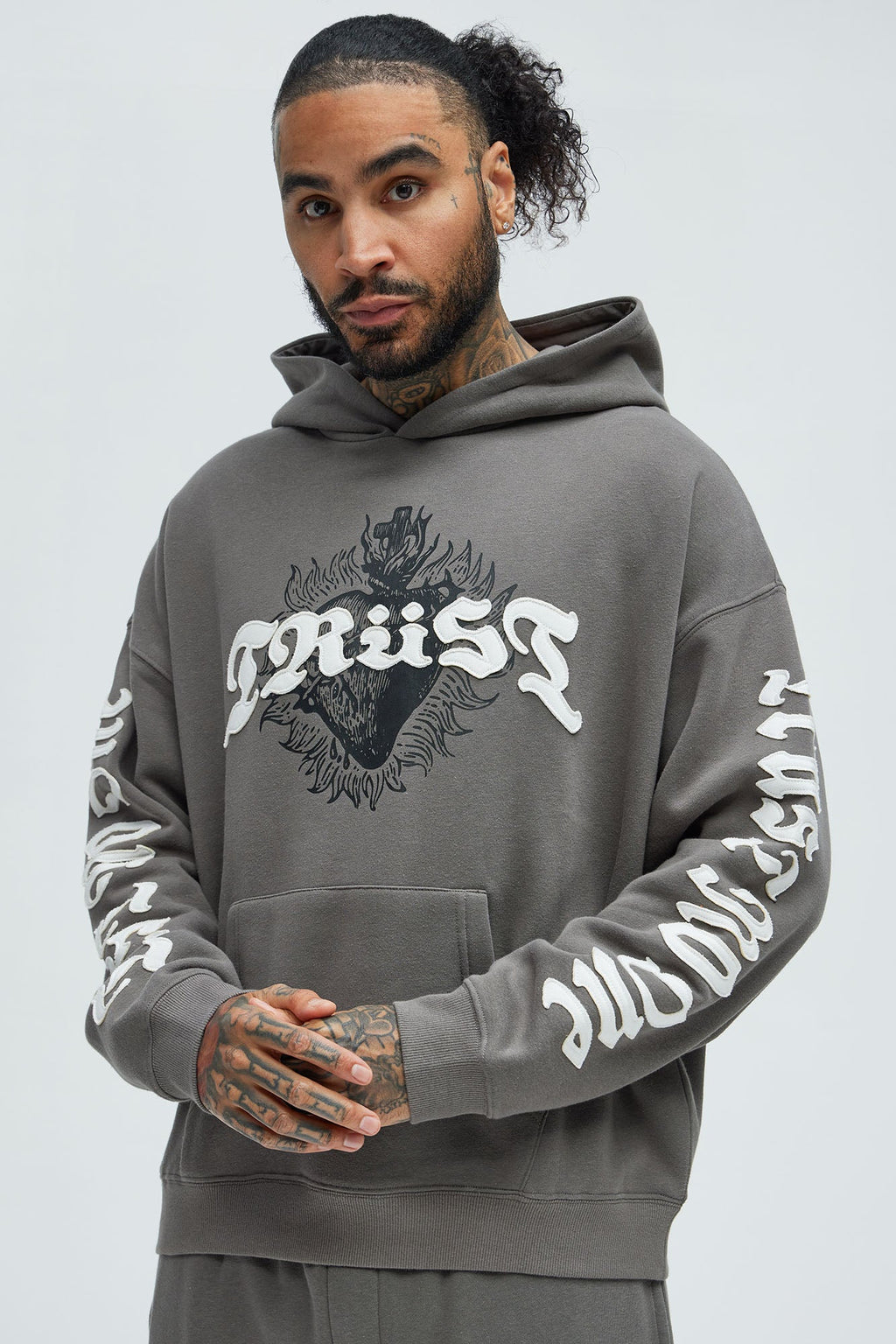 Tyson Trust Issues Oversized Hoodie - Grey - image 1