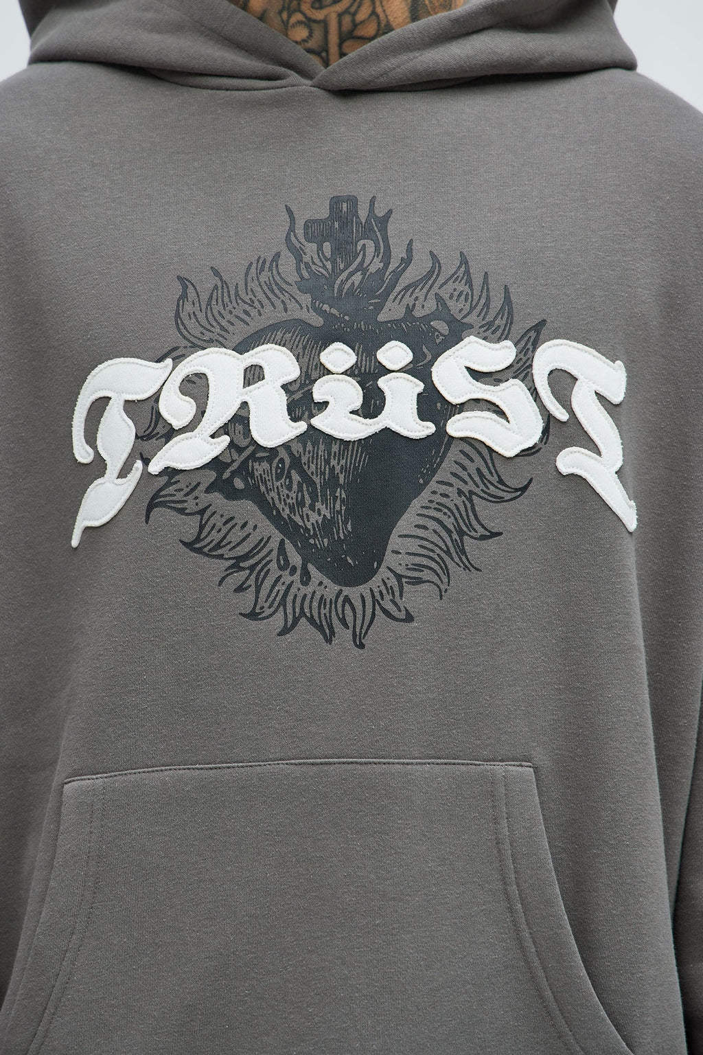 Tyson Trust Issues Oversized Hoodie - Grey - image 3