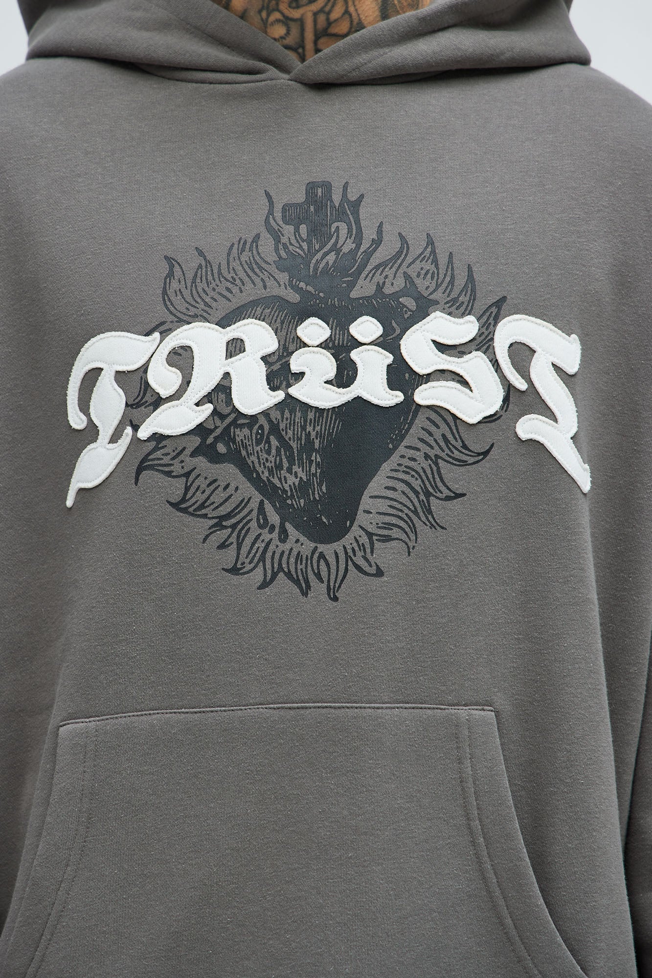 Tyson Trust Issues Oversized Hoodie - Grey - image 3
