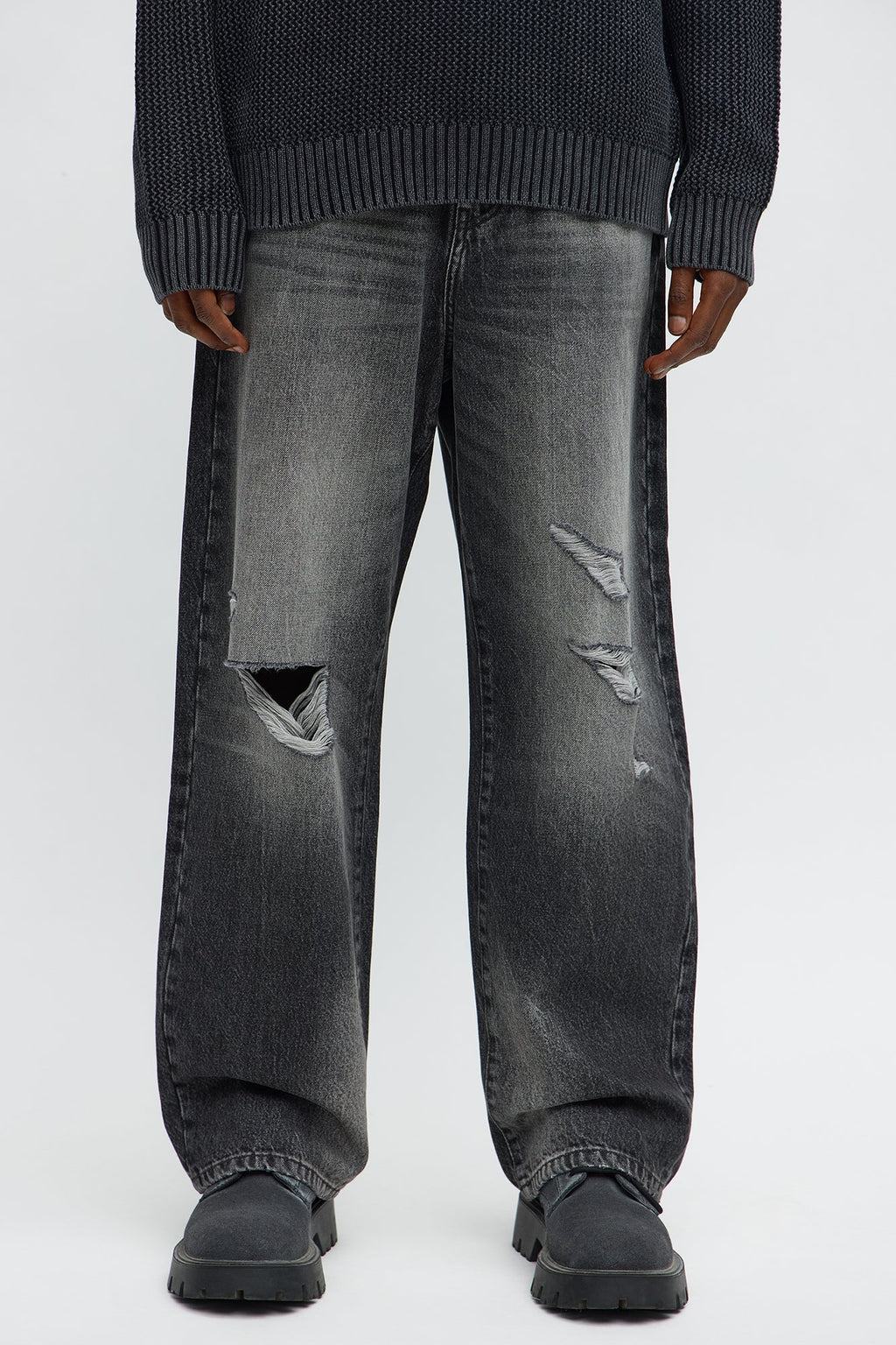 Baggy Phantom Distressed Jean - Black Wash - image 1