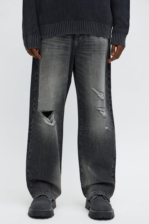 Baggy Phantom Distressed Jean - Black Wash - image 1