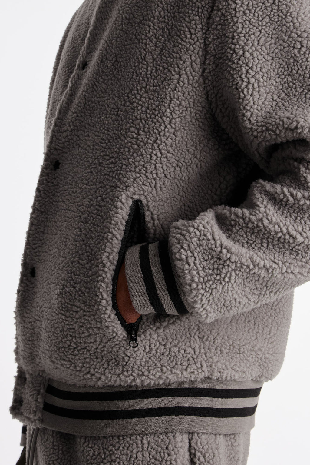 Teddy Varsity Sherpa Jacket - Grey - image 4