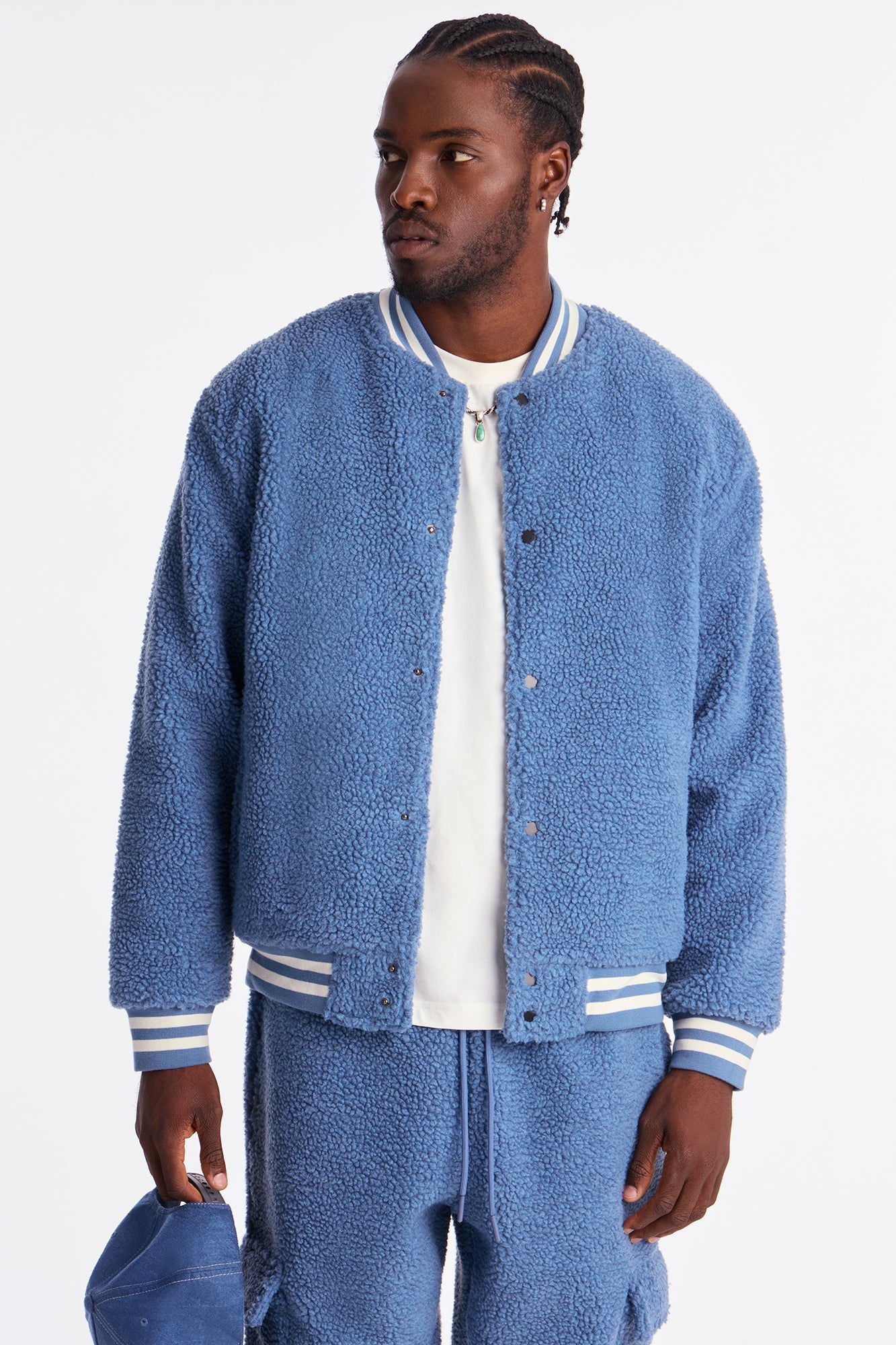 Teddy Varsity Sherpa Jacket - Light Blue - image 1