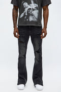 Stacked Skinny Flare Slit Let's Go Distressed Jean - Black Wash - image 1
