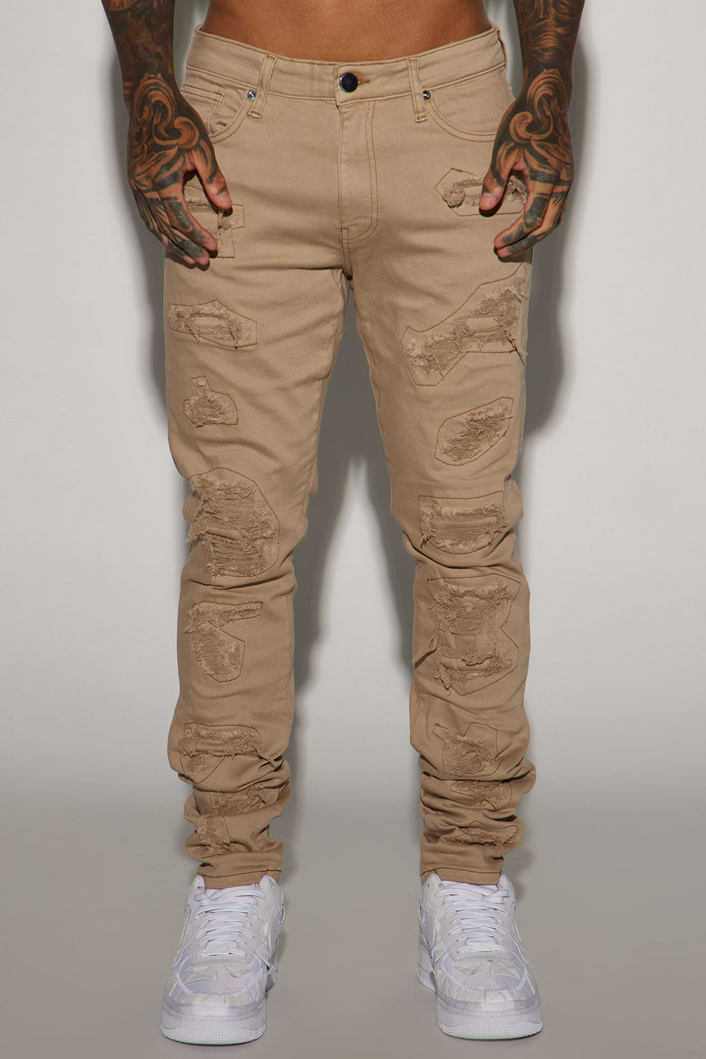 High Key Stacked Skinny Jeans - Taupe - image 3