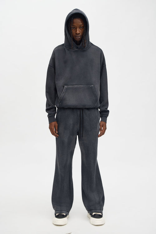 Acid Wash Oversized Heavyweight Hoodie - Black - image 2