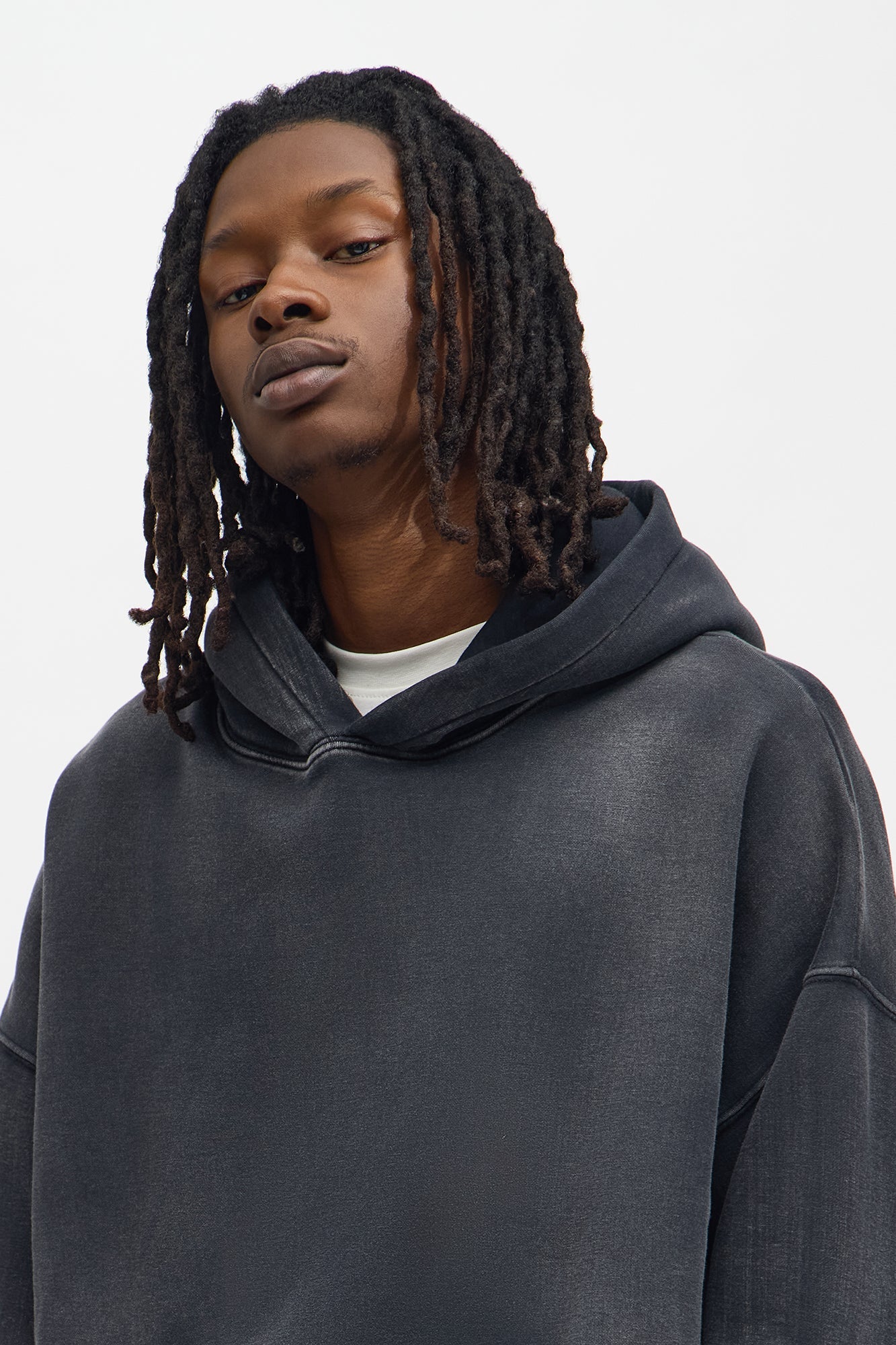 Acid Wash Oversized Heavyweight Hoodie - Black - image 3