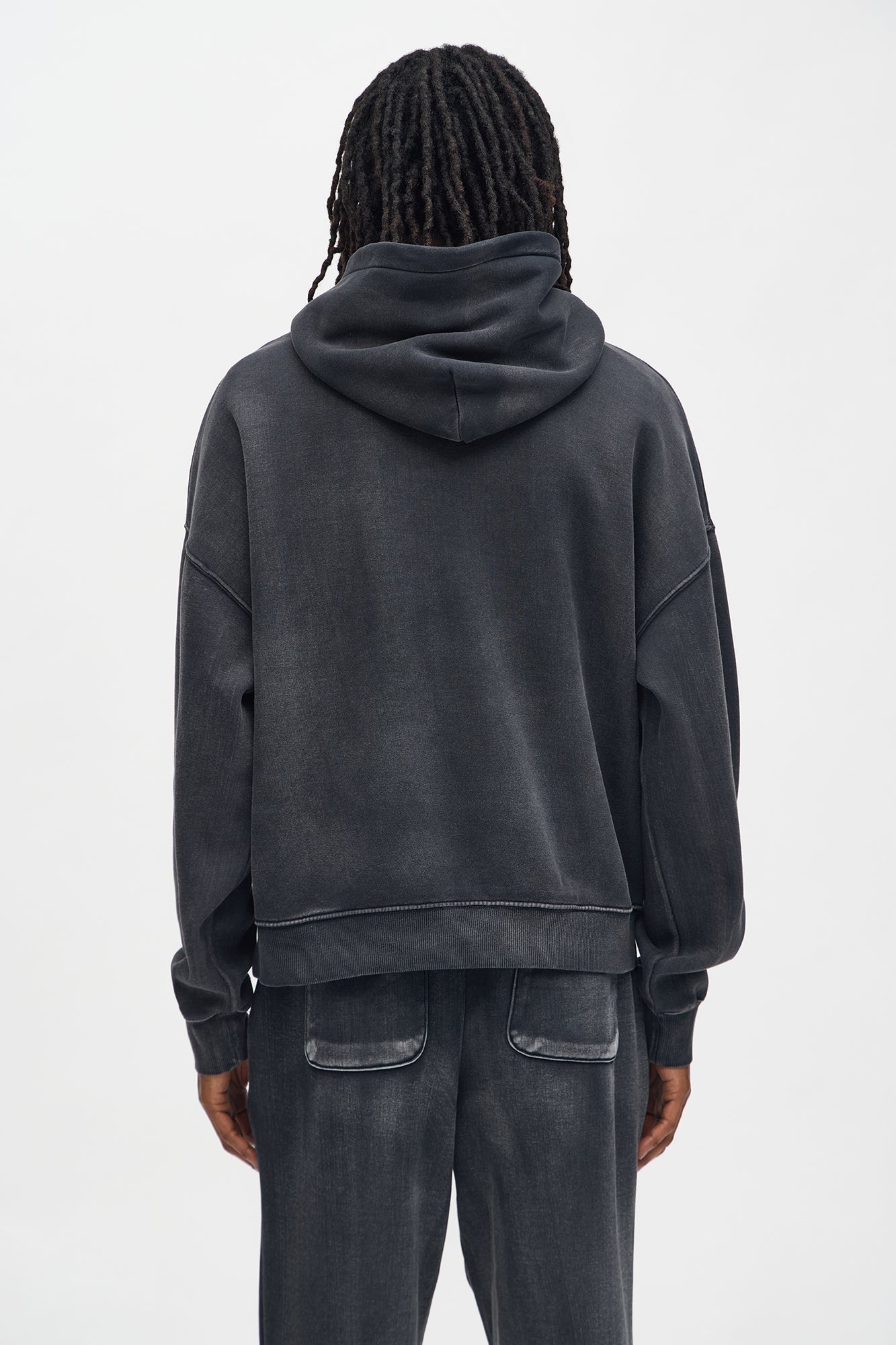 Acid Wash Oversized Heavyweight Hoodie - Black - image 4
