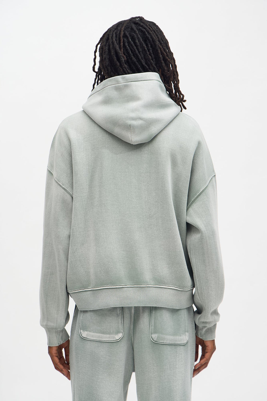 Acid Wash Oversized Heavyweight Hoodie - Sage - image 4