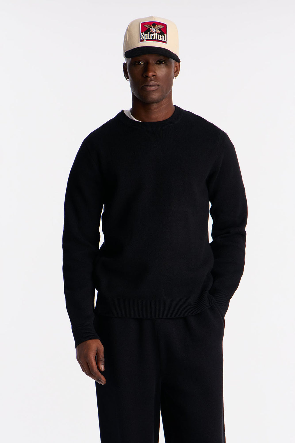 Recline Sweater Knit Crewneck - Black - image 1