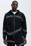 Tyson Barbed Wire Oversized Zip Hoodie - Black - image 1
