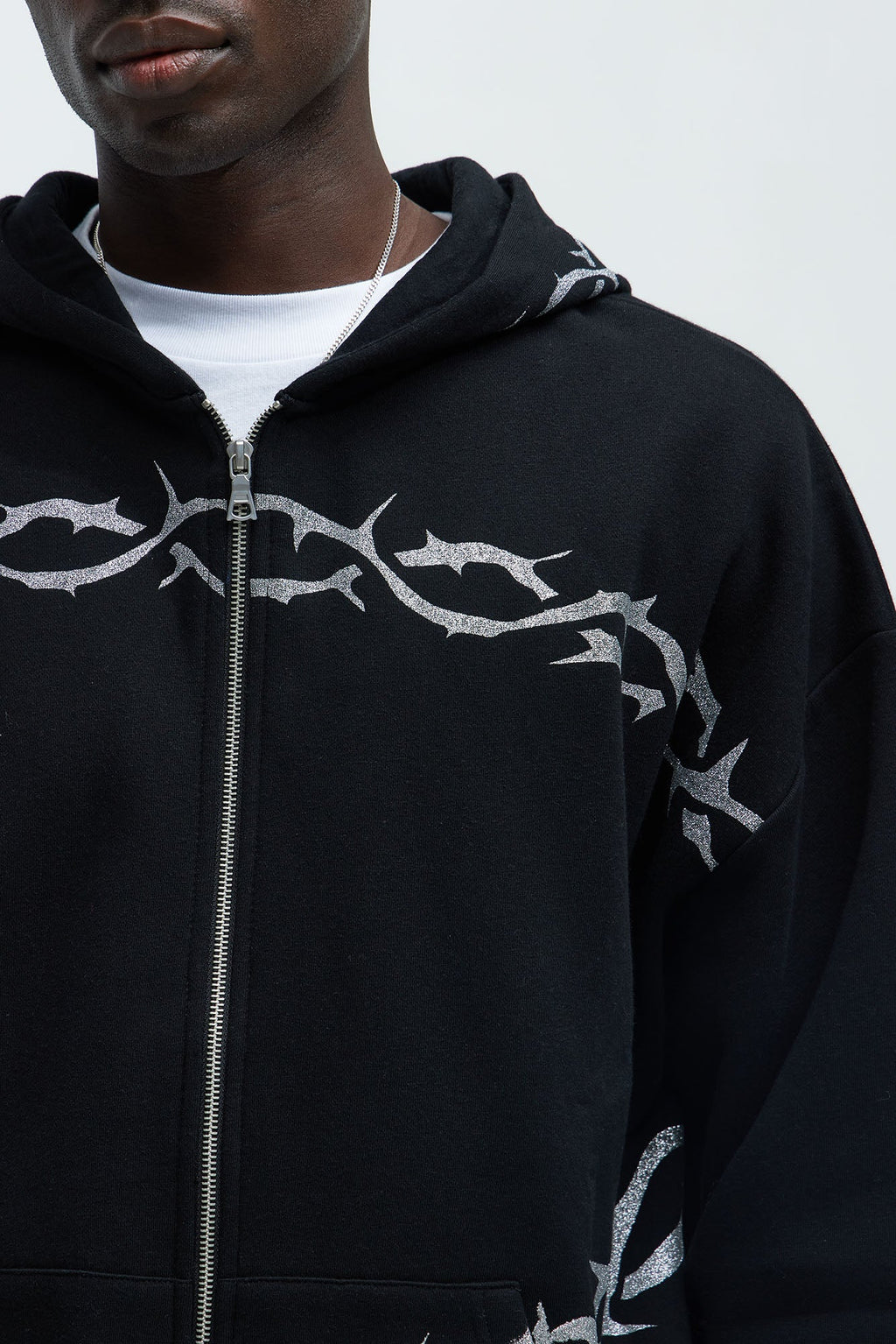 Tyson Barbed Wire Oversized Zip Hoodie - Black - image 3