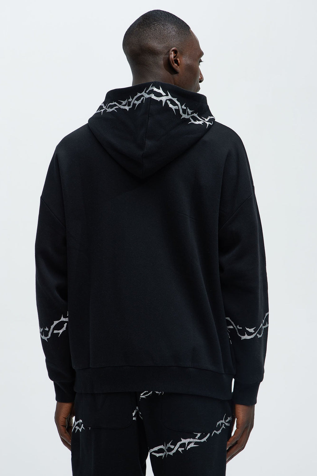Tyson Barbed Wire Oversized Zip Hoodie - Black - image 4
