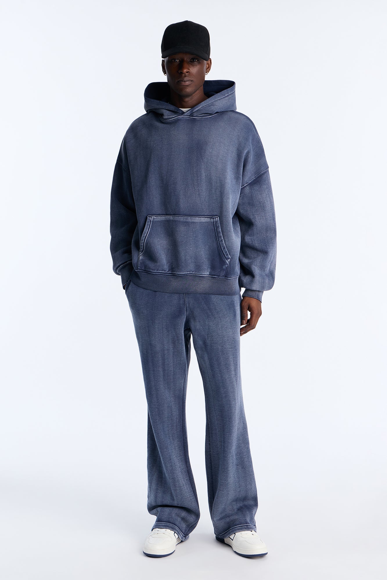 Acid Wash Oversized Heavyweight Hoodie - Navy - image 3