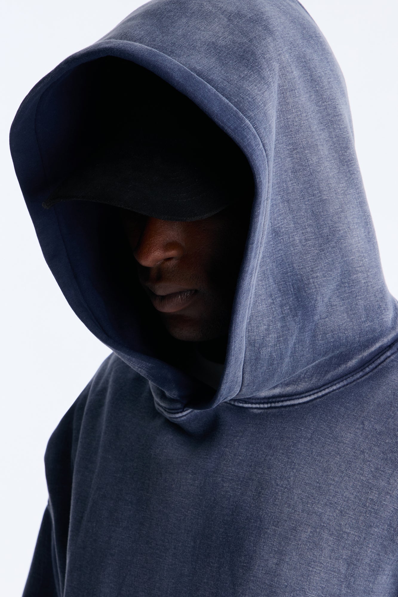 Acid Wash Oversized Heavyweight Hoodie - Navy - image 4