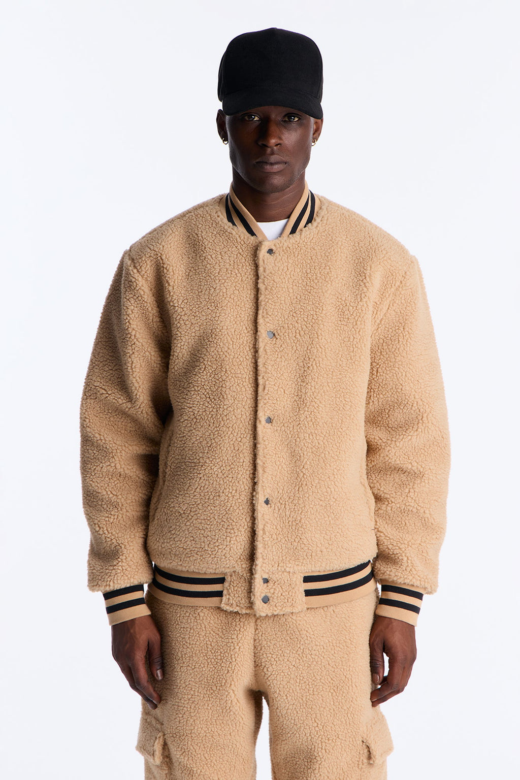 Teddy Varsity Sherpa Jacket - Taupe - image 2