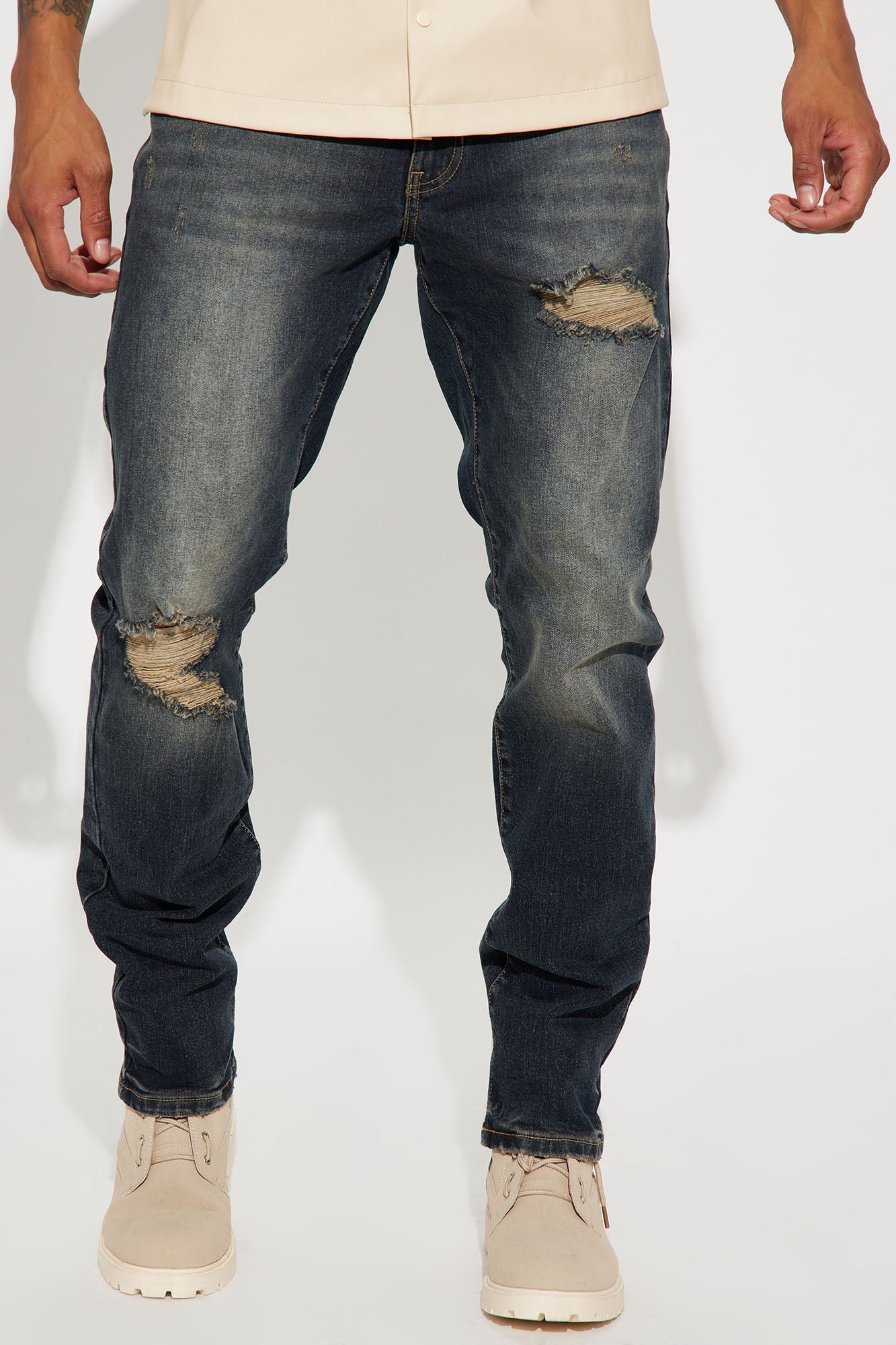 Day To Day Distressed Slim Jeans - Dark Wash - image 1