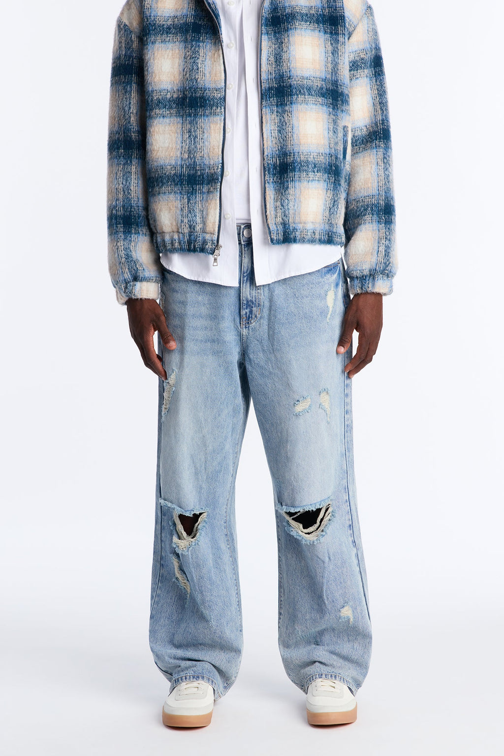 Baggy On The Grind Destroyed Jean - Light Blue Wash - image 1