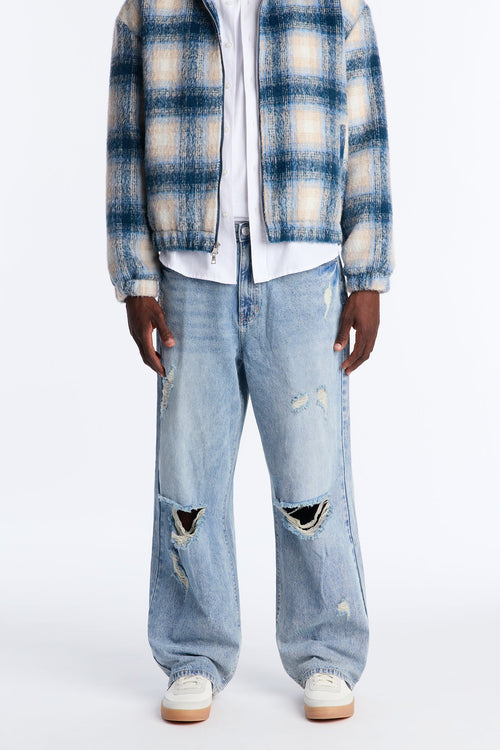 Baggy On The Grind Destroyed Jean - Light Blue Wash - image 1