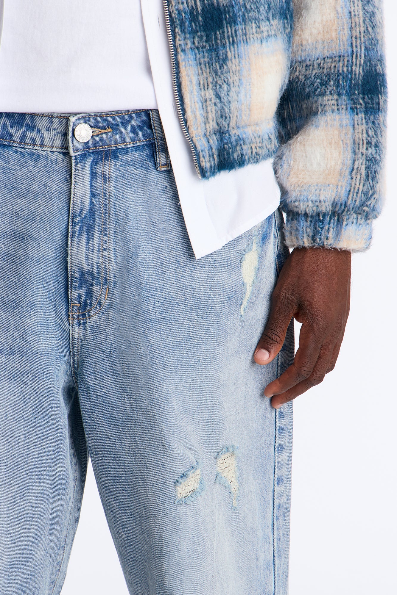 Baggy On The Grind Destroyed Jean - Light Blue Wash - image 3