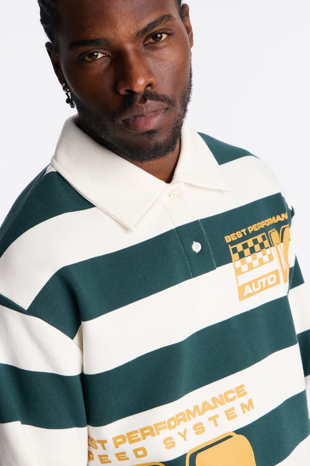 Racing Society Stripe Fleece Polo - Green - image 3