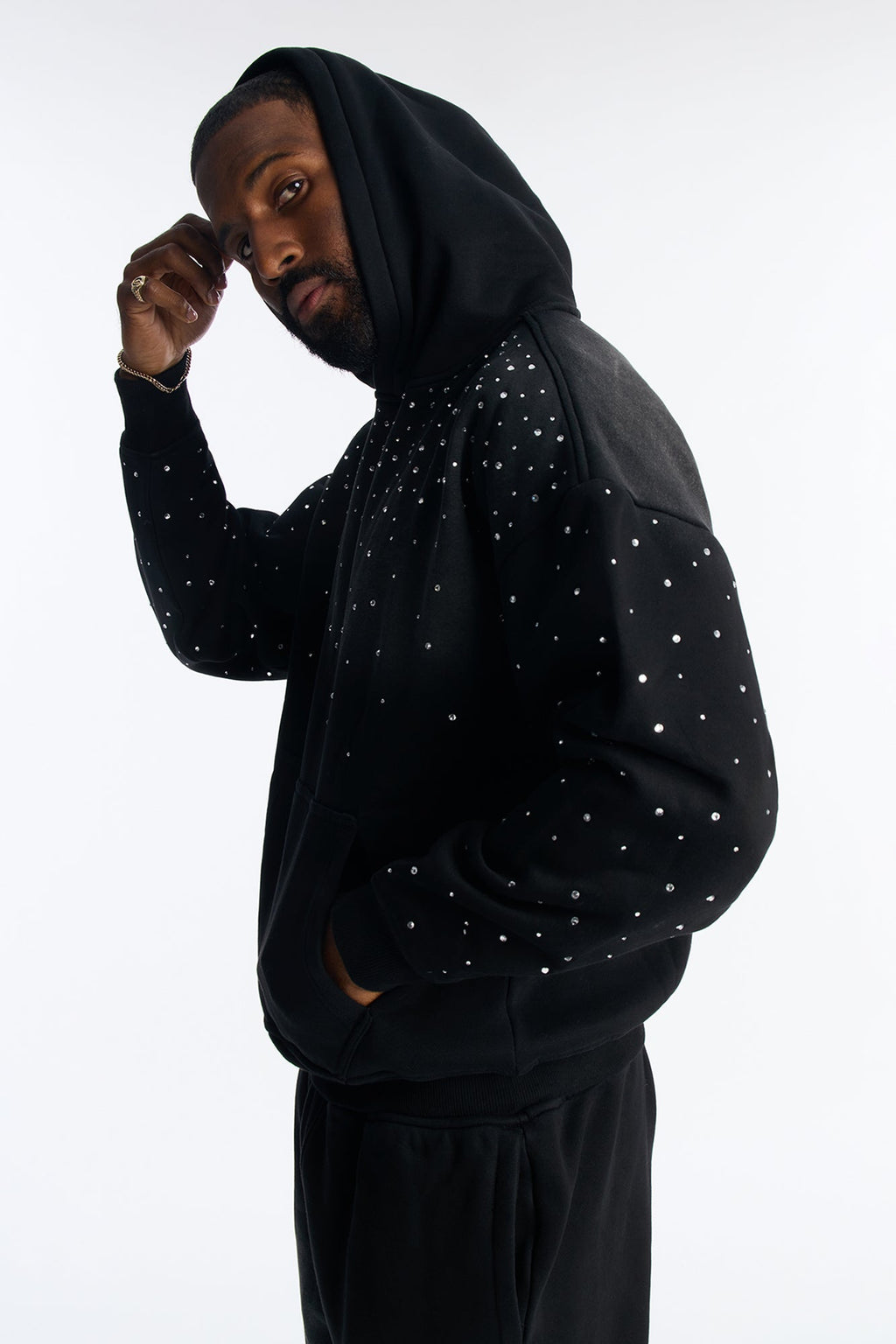 Run Them Rhinestones Oversized Hoodie - Black - image 1