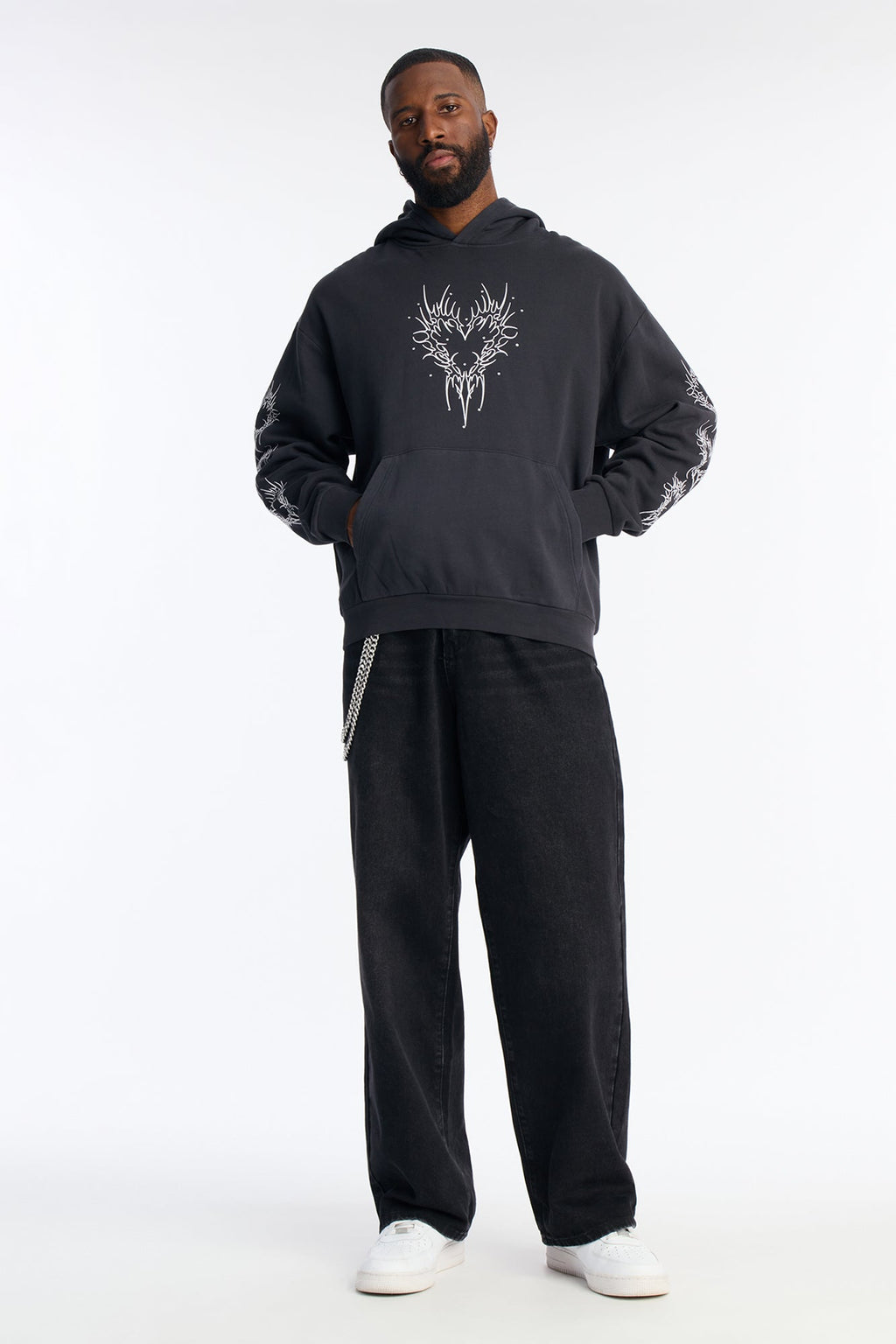 Tribal Hearts Rhinestone Hoodie - Black - image 2