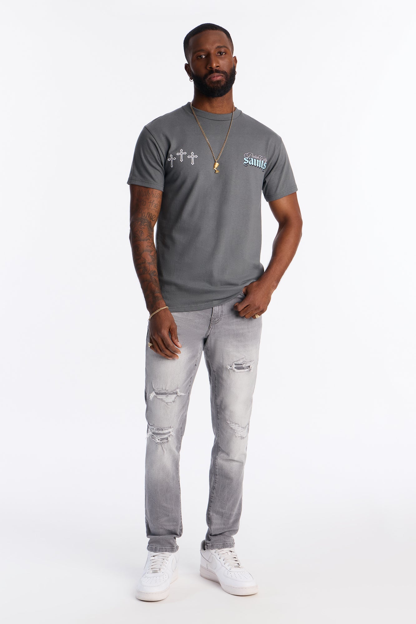 Skinny Distressed Worth It Jeans - Grey - image 2