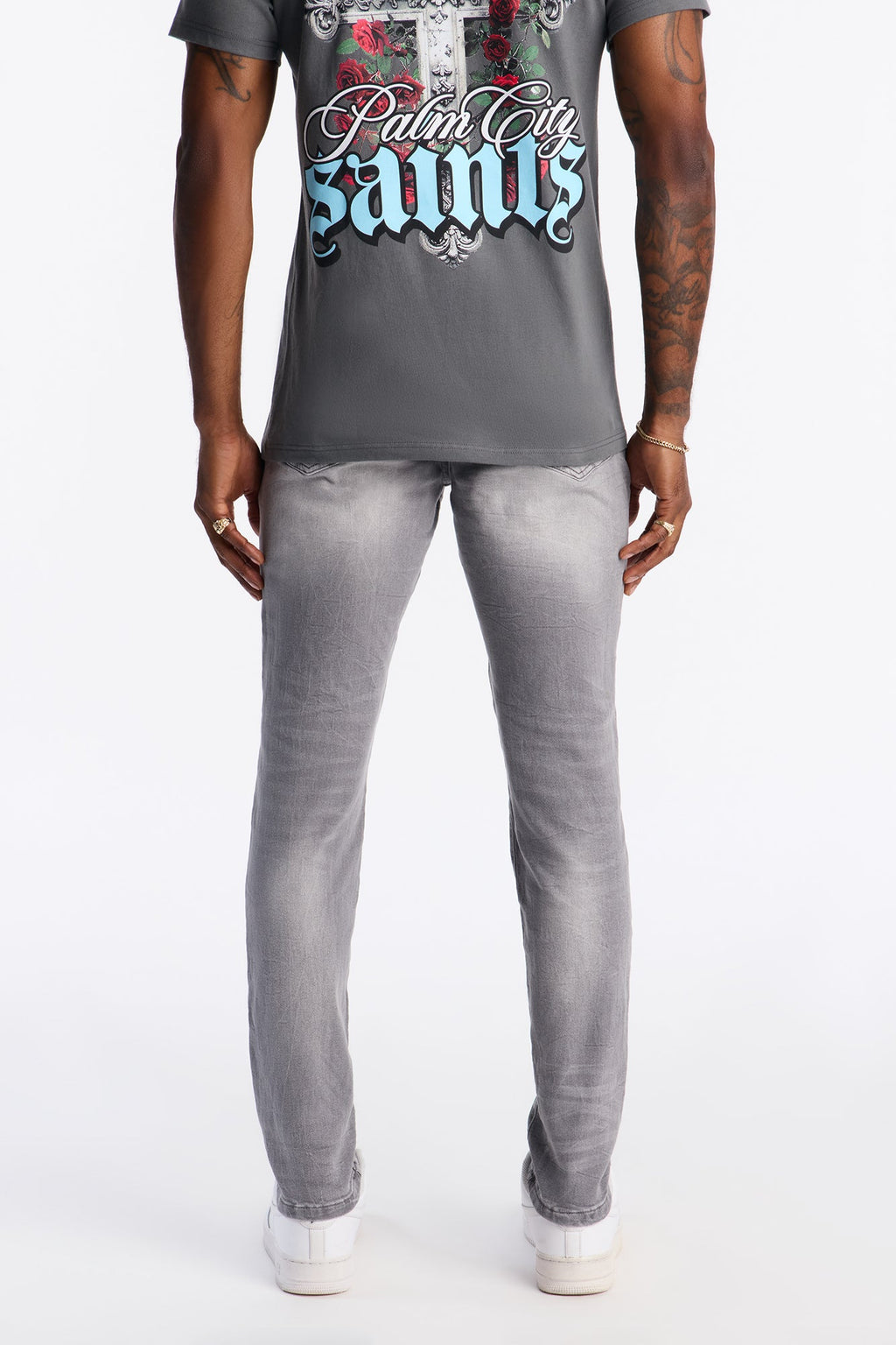 Skinny Distressed Worth It Jeans - Grey - image 4