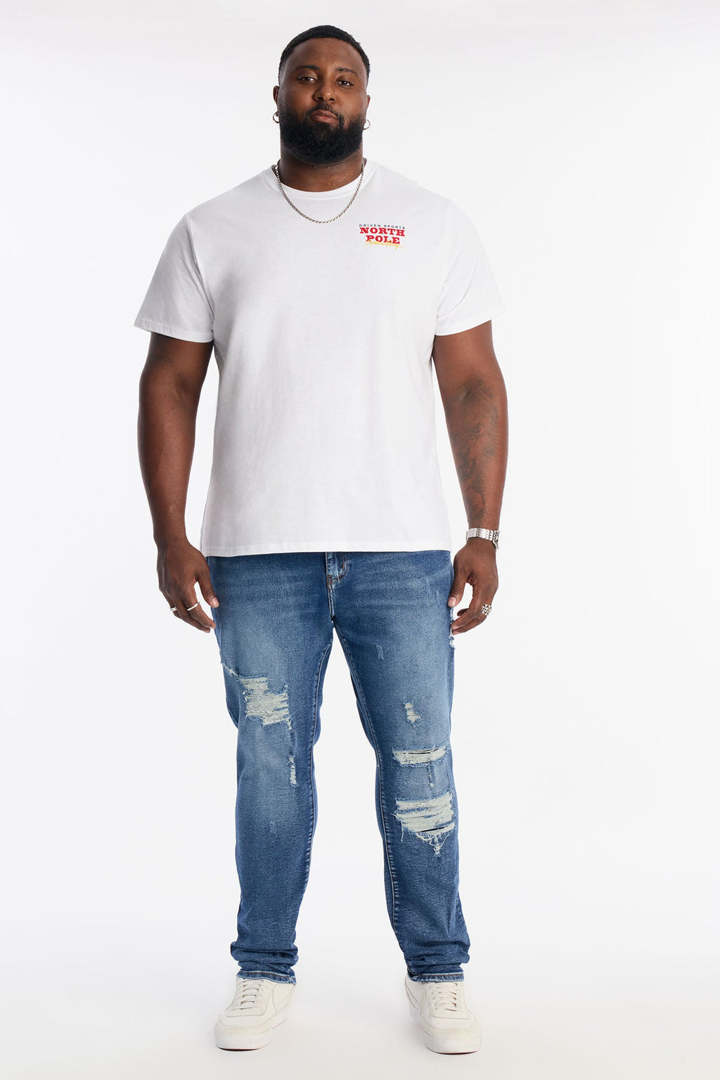 Stacked Skinny Classic Distress Jeans - Dark Wash - image 4