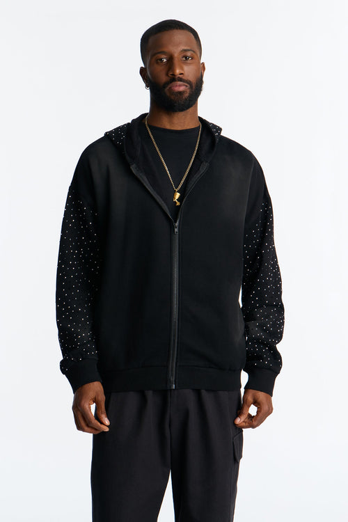 City Code Embellished Zip Up Hoodie - Black - image 1