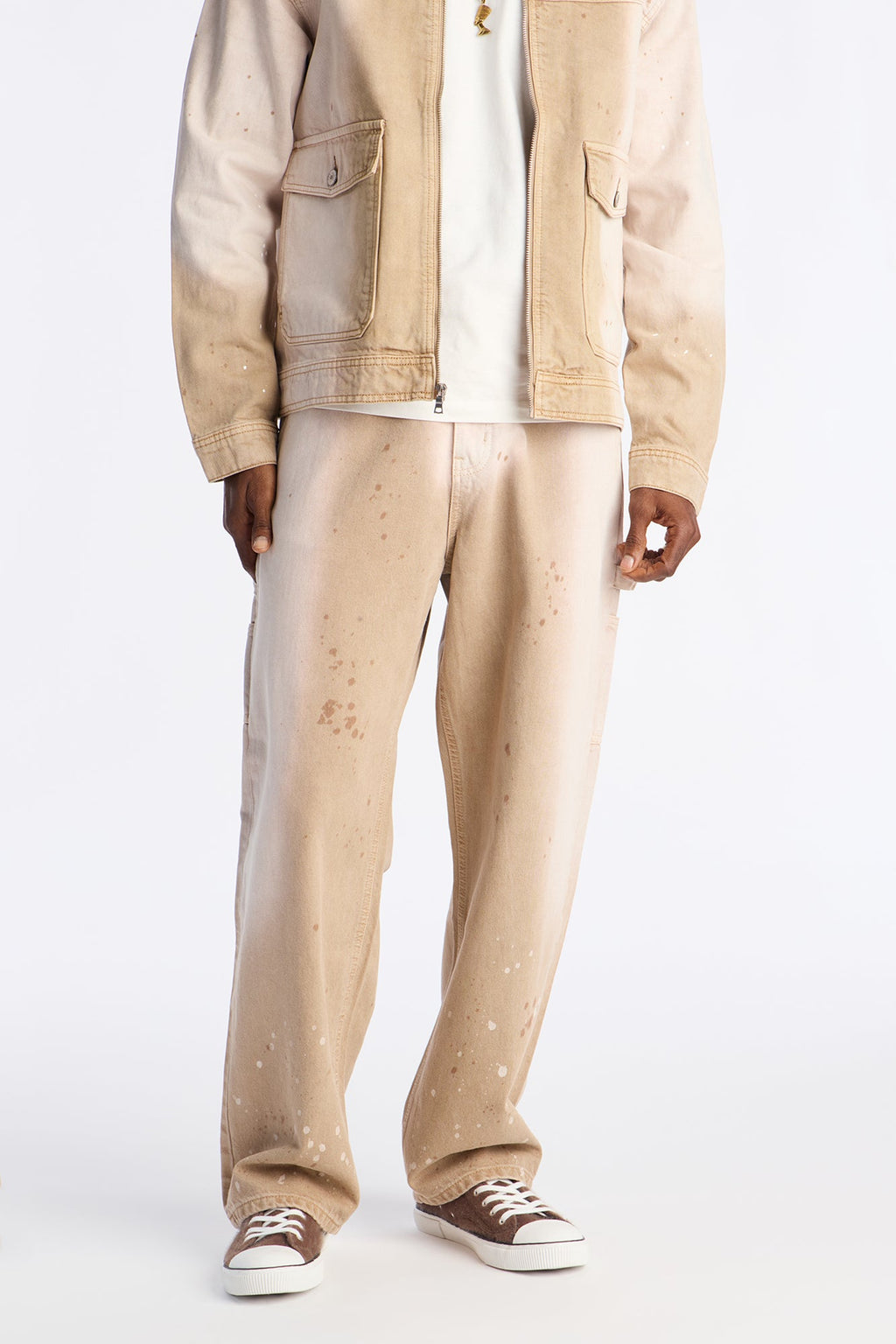 Baggy Spot Stained Jean - Tan - image 1