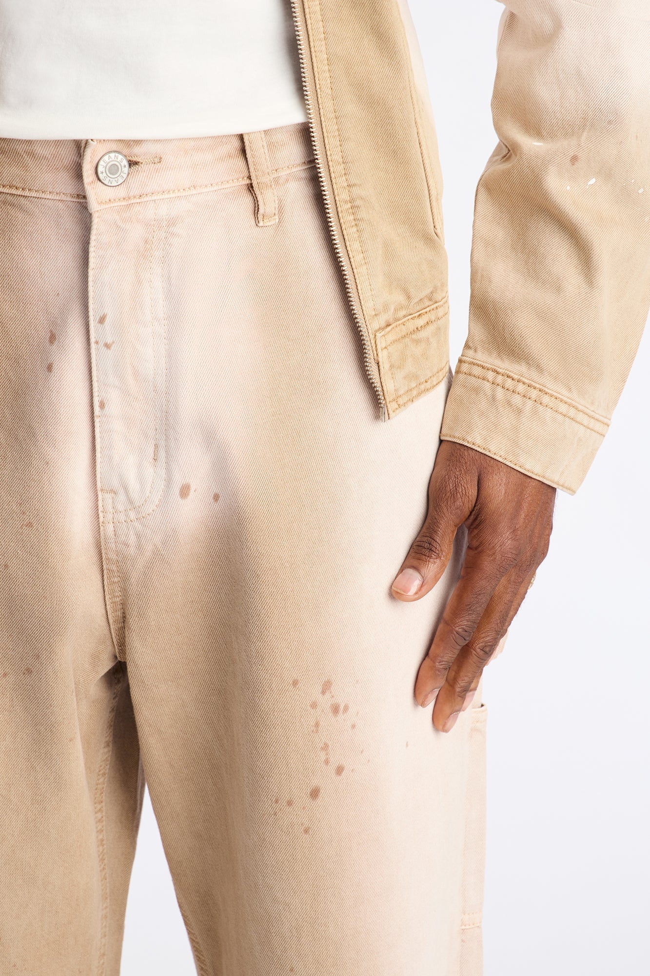 Baggy Spot Stained Jean - Tan - image 3