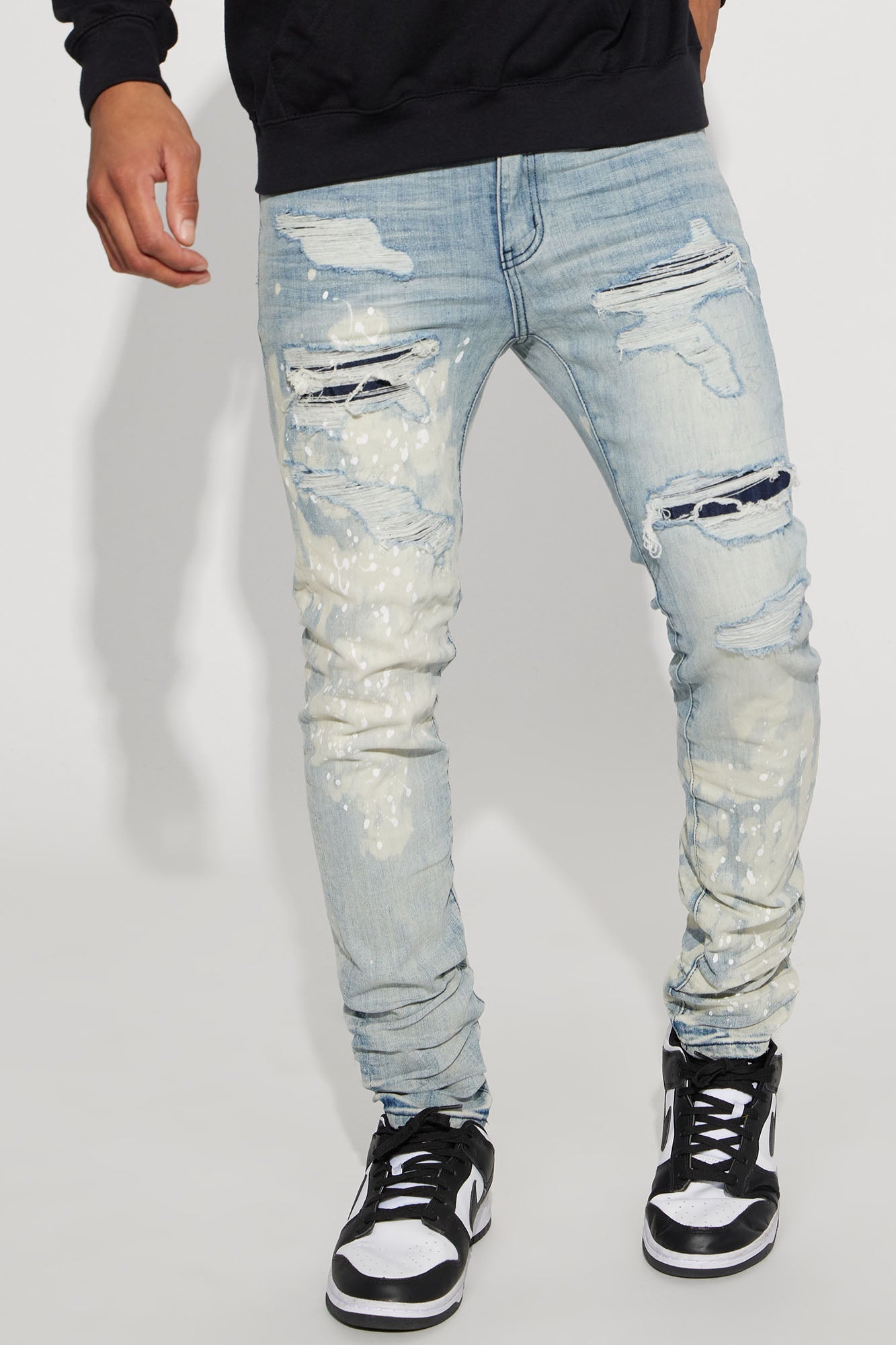 For It Paint Splattered Stacked Skinny Jeans - Light Wash - image 1